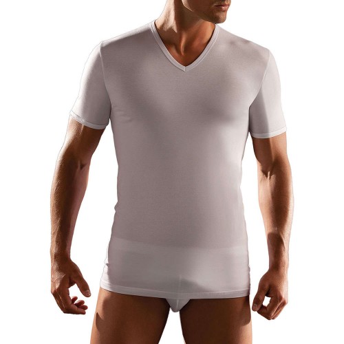4 T-shirt Magliette A Maniche Corte Intimo Bianco Scollo V Cotone Caldo  Op-01